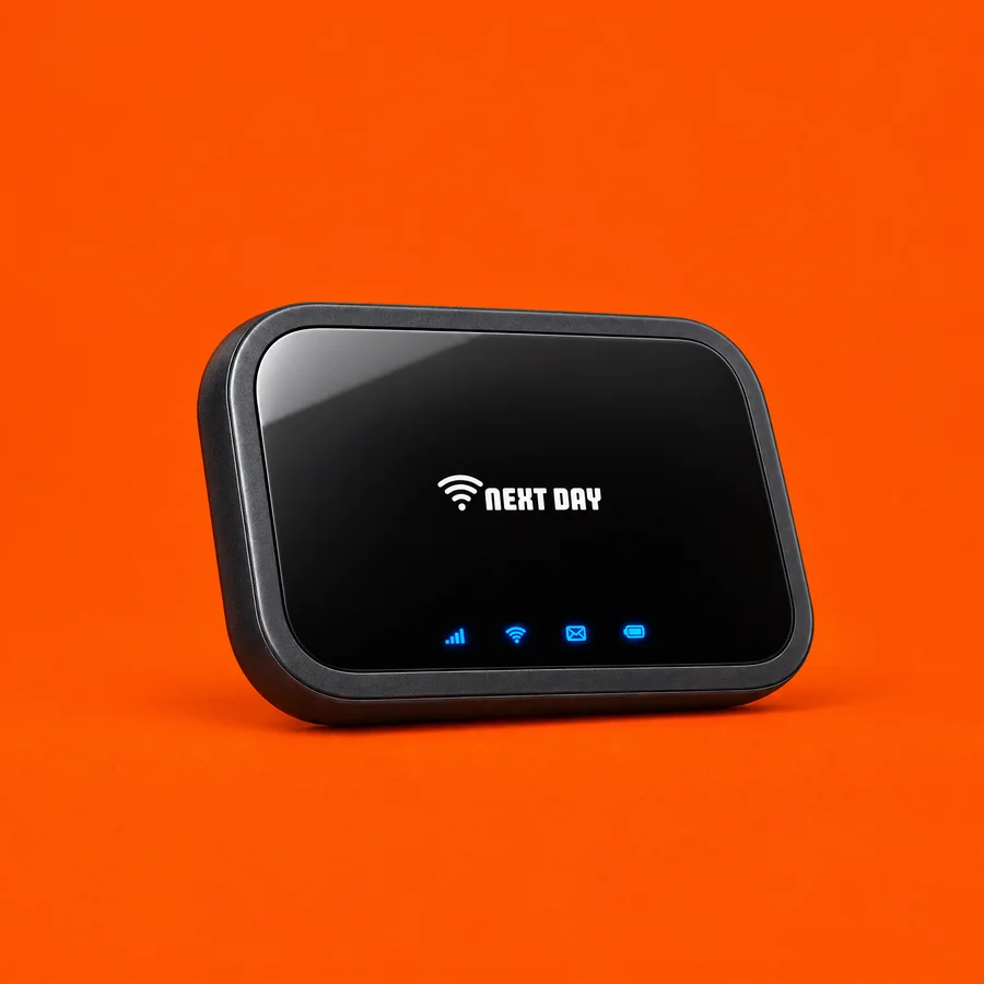 On-The-Go portable broadband: black battery-powered pocket Wi-Fi hotspot