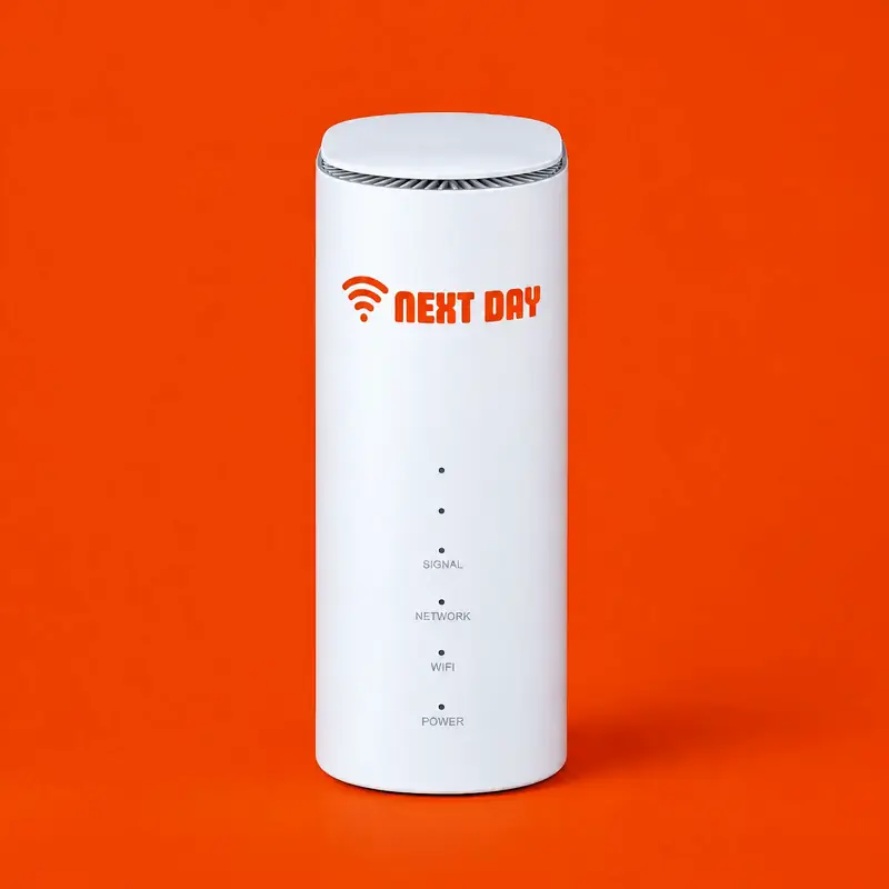 The Everyday Plus router on an orange backdrop